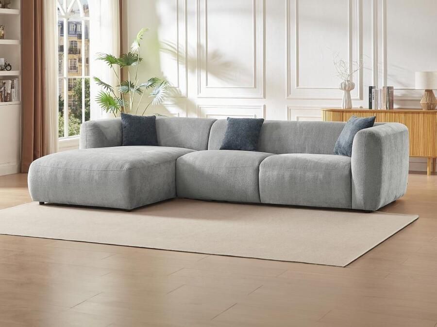 Vente-unique Hoekbank met hoek links van grijze stof TANCAVO L 307 cm x H 72 cm x D 178 cm - Foto 3