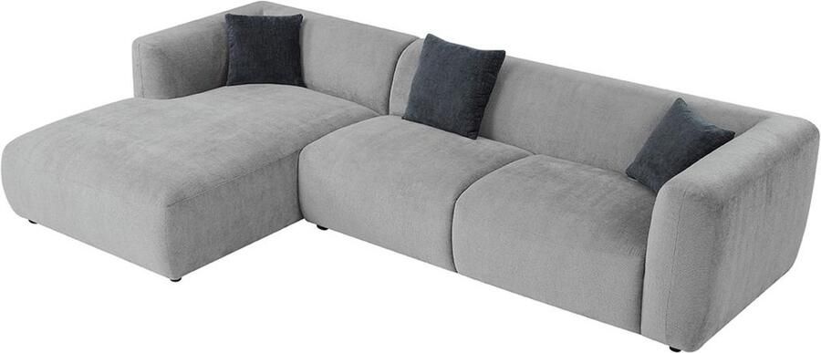 Vente-unique Hoekbank met hoek links van grijze stof TANCAVO L 307 cm x H 72 cm x D 178 cm