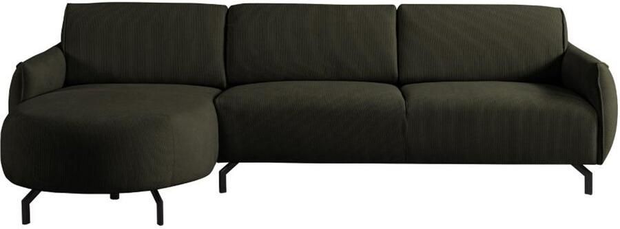 Vente-unique Hoekbank met hoek links van groene stof FERIONA