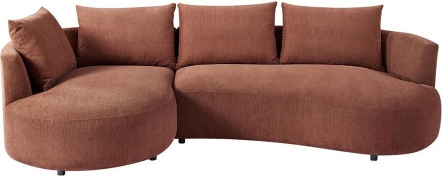 Vente-unique Hoekbank met hoek links van terracottakleurig velours met textuur LOUSADO L 285 cm x H 87 cm x D 158 cm - Foto 2