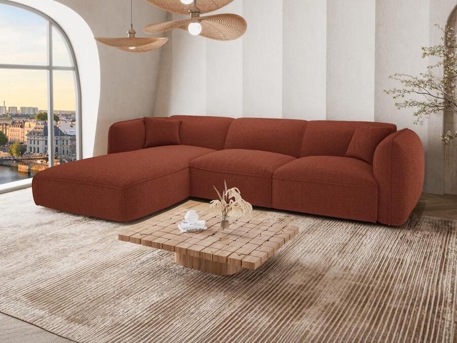 Vente-unique Hoekbank met hoek links van terracottakleurige stof CAMILIO van Maison Céphy L 272 cm x H 74 cm x D 165 cm - Foto 2