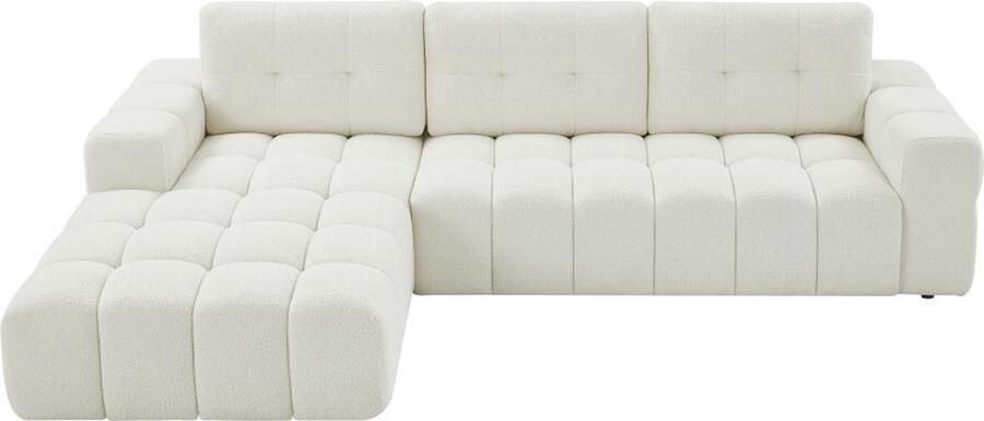 Vente-unique Hoekbank met hoek links van witte boucléstof SOPELANA L 278 cm x H 78 cm x D 190 cm