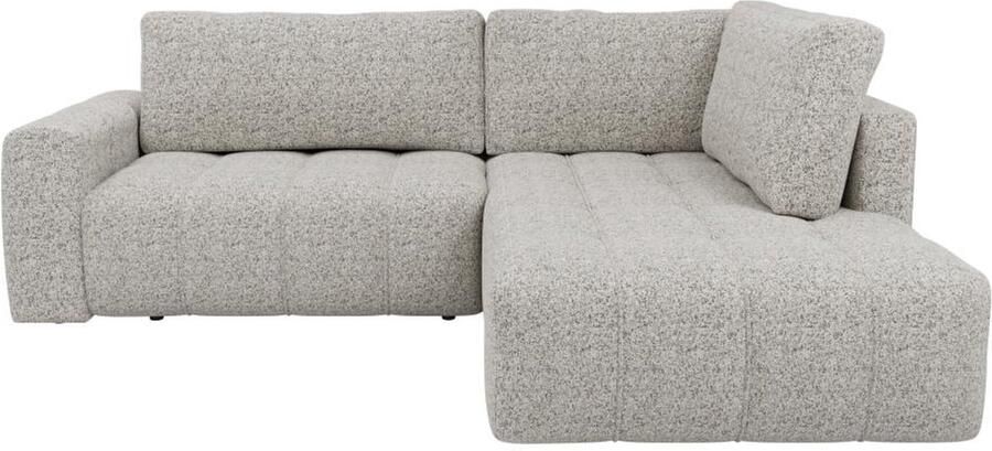 Vente-unique Hoekbank met hoek rechts in gemêleerde grijze stof LORIONA
