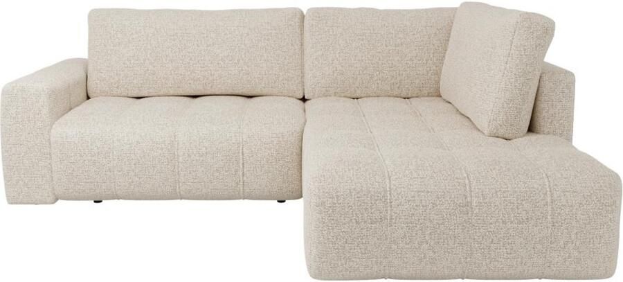 Vente-unique Hoekbank met hoek rechts in gespikkelde beige stof LORIONA