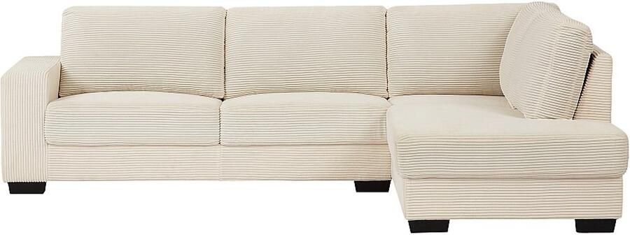 Vente-unique Hoekbank met hoek rechts in ribfluwelen stof kleur beige MESETA