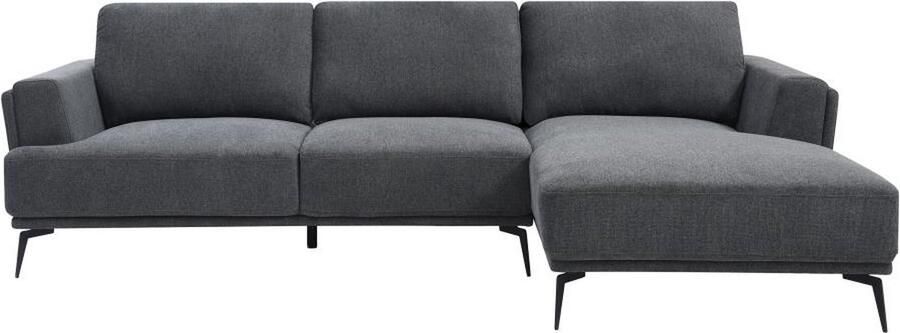 Vente-unique Hoekbank met hoek rechts met schuivende rugleuning van antracietgrijze stof met textuur ARSODA L 283 cm x H 88 cm x D 185 cm