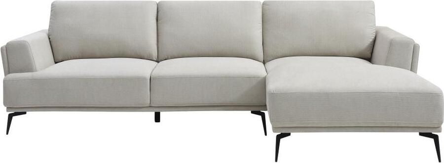 Vente-unique Hoekbank met hoek rechts met schuivende rugleuning van beige stof met textuur ARSODA L 283 cm x H 88 cm x D 185 cm