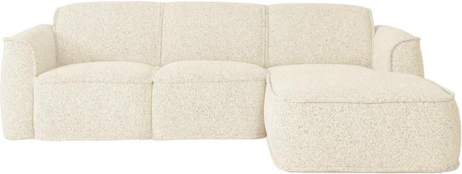 Vente-unique Hoekbank met hoek rechts van beige gechineerde stof DIOMARO