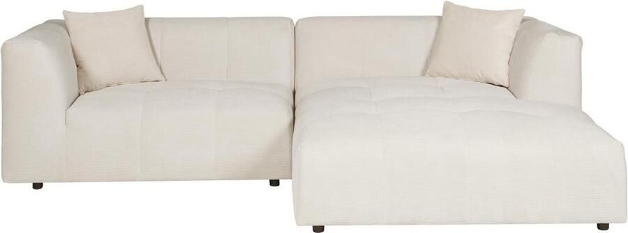 Vente-unique Hoekbank met hoek rechts van beige ribfluweel NAEMIA van Maison Céphy L 272 cm x H 70 cm x D 161 cm - Foto 2