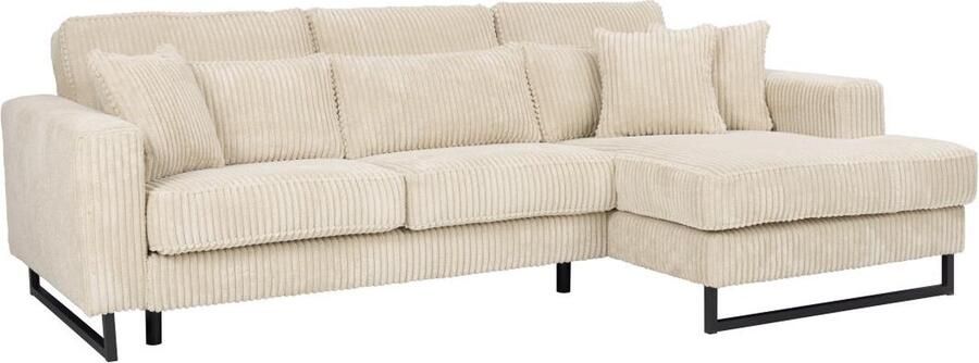 Vente-unique Hoekbank met hoek rechts van beige ribfluweel TESSIO van Maison Céphy L 280 cm x H 101 cm x D 165 cm