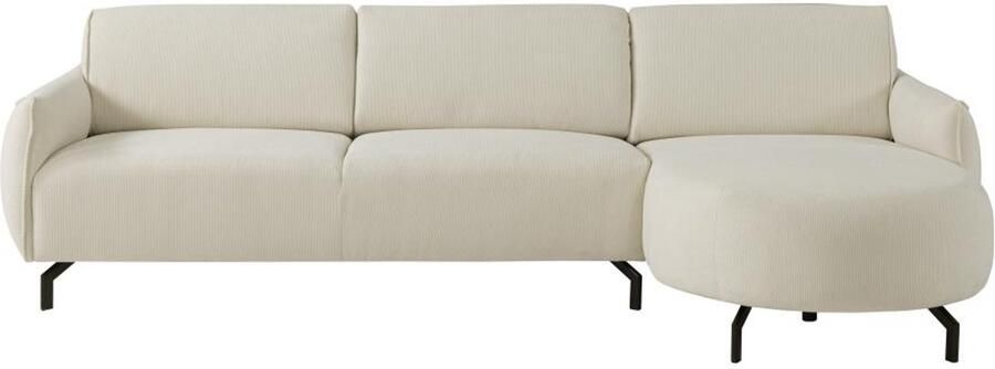 Vente-unique Hoekbank met hoek rechts van beige stof FERIONA