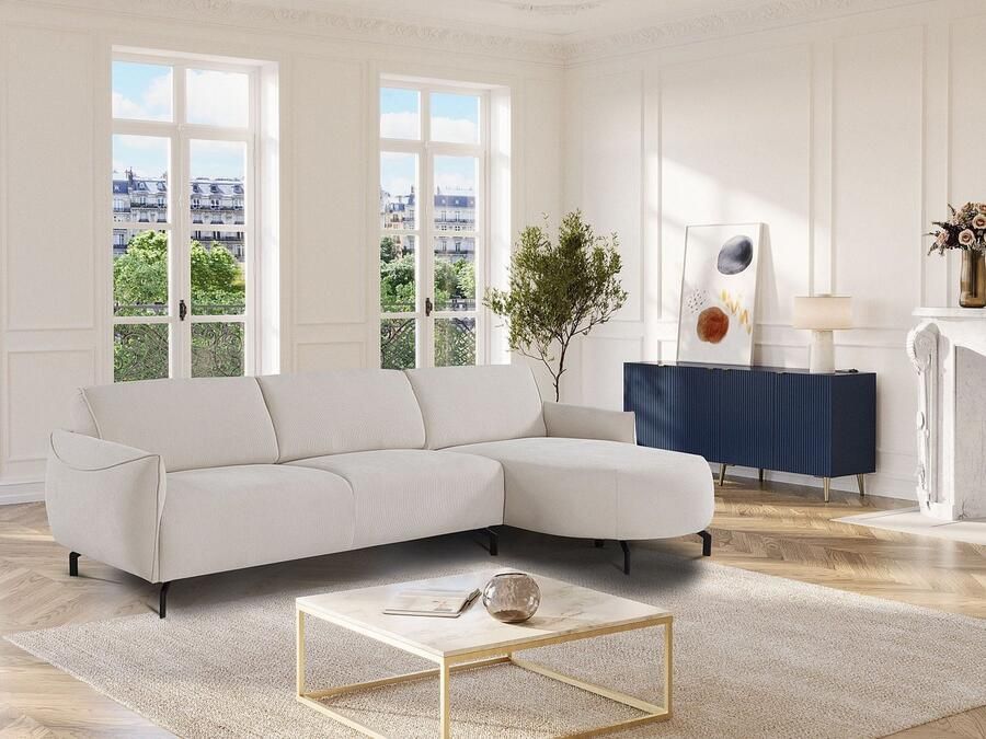 Vente-unique Hoekbank met hoek rechts van beige stof FERIONA - Foto 4