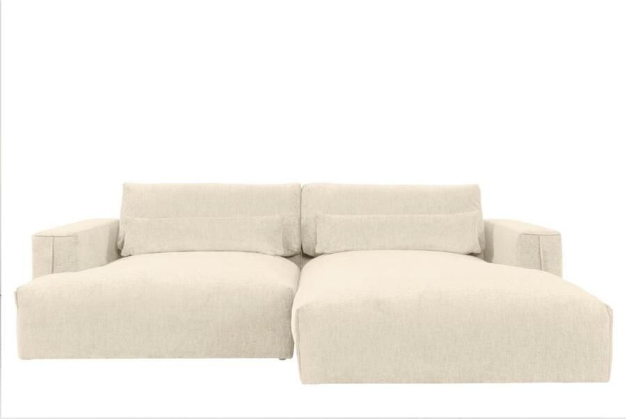 Vente-unique Hoekbank met hoek rechts van beige stof met textuur COLYSA