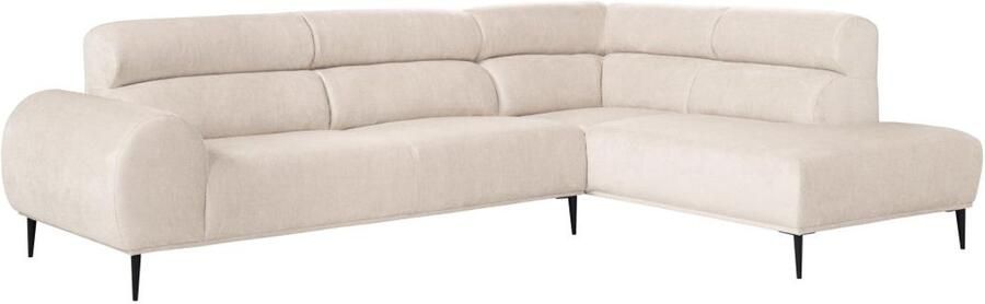 Vente-unique Hoekbank met hoek rechts van beige stof met textuur MALIADA