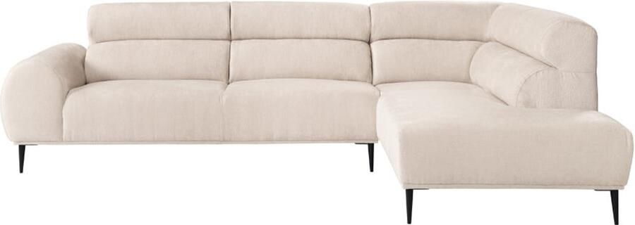 Vente-unique Hoekbank met hoek rechts van beige stof met textuur MALIADA - Foto 2