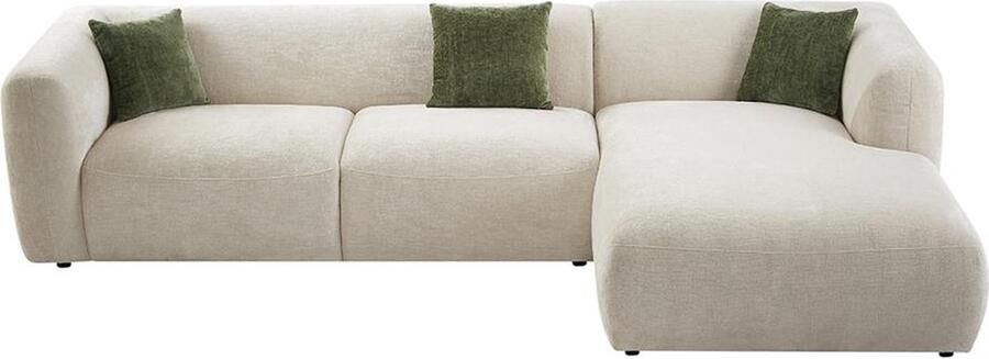 Vente-unique Hoekbank met hoek rechts van beige stof TANCAVO L 307 cm x H 72 cm x D 178 cm