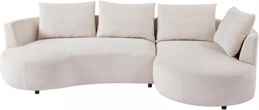 Vente-unique Hoekbank met hoek rechts van beige velours met textuur LOUSADO L 285 cm x H 87 cm x D 158 cm - Foto 2