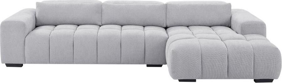 Vente-unique Hoekbank met hoek rechts van grijze stof met textuur LOPONZA L 312 cm x H 68 cm x D 183 cm