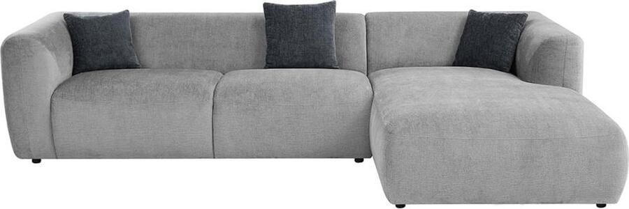 Vente-unique Hoekbank met hoek rechts van grijze stof TANCAVO L 307 cm x H 72 cm x D 178 cm