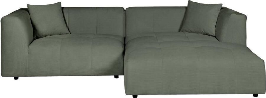 Vente-unique Hoekbank met hoek rechts van groen ribfluweel NAEMIA van Maison Céphy L 272 cm x H 70 cm x D 161 cm - Foto 4
