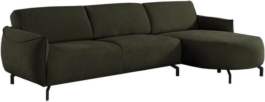 Vente-unique Hoekbank met hoek rechts van groene stof FERIONA - Foto 3