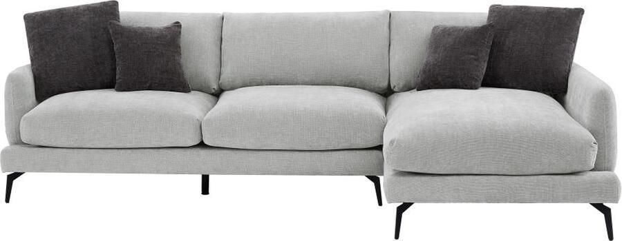 Vente-unique Hoekbank met hoek rechts van lichtgrijze stof met textuur ROCALTA L 290 cm x H 85 cm x D 165 cm