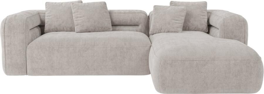 Vente-unique Hoekbank met rechte hoek van lichtgrijs gestructureerd textiel TREVALIS L 278 cm x H 73 cm x D 167 cm