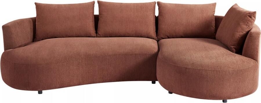 Vente-unique Hoekbank met hoek rechts van terracottakleurig velours met textuur LOUSADO L 285 cm x H 87 cm x D 158 cm - Foto 2