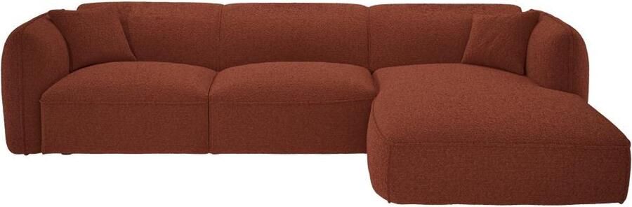 Vente-unique Hoekbank met hoek rechts van terracottakleurige stof CAMILIO van Maison Céphy L 272 cm x H 74 cm x D 165 cm
