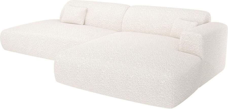 Vente-unique Hoekslaapbank met open hoek rechts van witte boucléstof POGNI van Maison Céphy