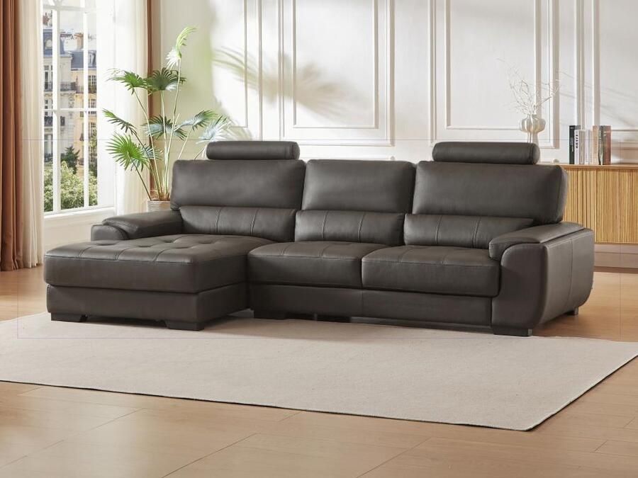 Vente-unique Hoekbank van leer METROPOLITAN II bruin hoek links L 275 cm x H 94 cm x D 152 cm - Foto 3