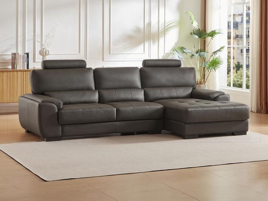 Vente-unique Hoekbank van leer METROPOLITAN II bruin hoek rechts L 275 cm x H 94 cm x D 152 cm - Foto 4