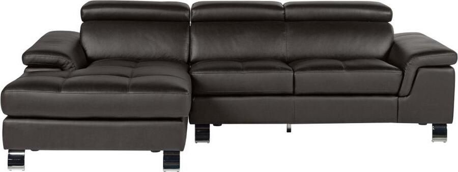 Vente-unique Hoekbank van leer MISHIMA bruin hoek links L 260 cm x H 79 cm x D 167 cm