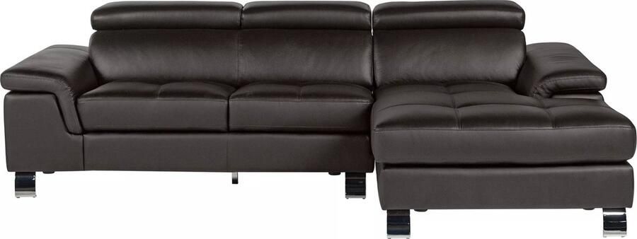 Vente-unique Hoekbank van leer MISHIMA bruin hoek rechts L 260 cm x H 79 cm x D 167 cm