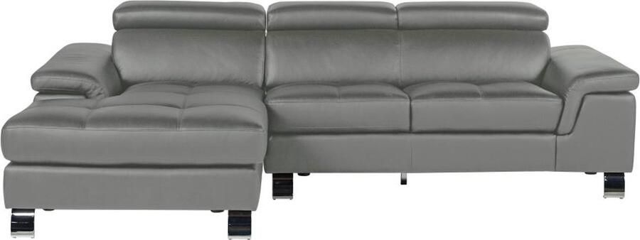 Vente-unique Hoekbank van leer MISHIMA Grijs Hoek links L 260 cm x H 79 cm x D 167 cm - Foto 3