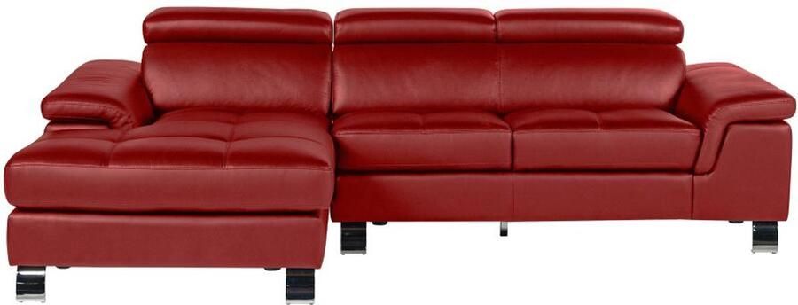 Vente-unique Hoekbank van leer MISHIMA Rood Hoek links L 260 cm x H 79 cm x D 167 cm - Foto 2