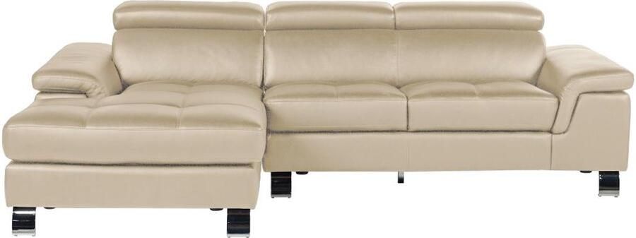 Vente-unique Hoekbank van leer MISHIMA Taupe Hoek links L 260 cm x H 79 cm x D 167 cm