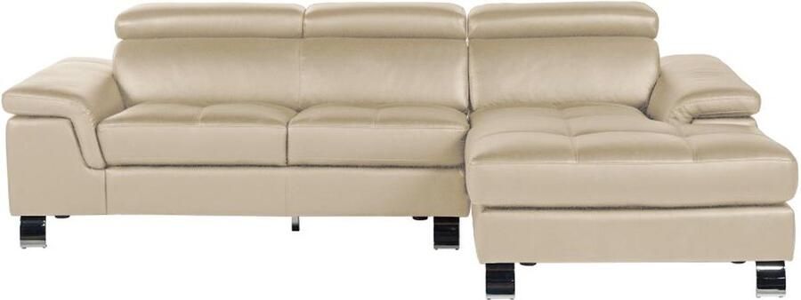 Vente-unique Hoekbank van leer MISHIMA Taupe Hoek rechts L 260 cm x H 79 cm x D 167 cm - Foto 3