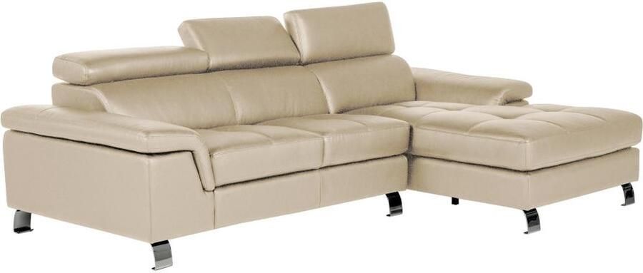 Vente-unique Hoekbank van leer MISHIMA Taupe Hoek rechts L 260 cm x H 79 cm x D 167 cm - Foto 2