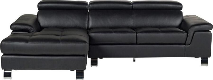 Vente-unique Hoekbank van leer MISHIMA zwart hoek links L 260 cm x H 79 cm x D 167 cm - Foto 3