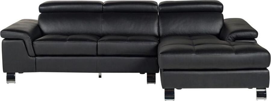 Vente-unique Hoekbank van leer MISHIMA zwart hoek rechts L 260 cm x H 79 cm x D 167 cm - Foto 2