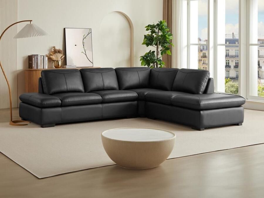 Vente-unique Hoekbank van leer ONYX II zwart hoek rechts L 268 cm x H 79 cm x D 231 cm - Foto 3