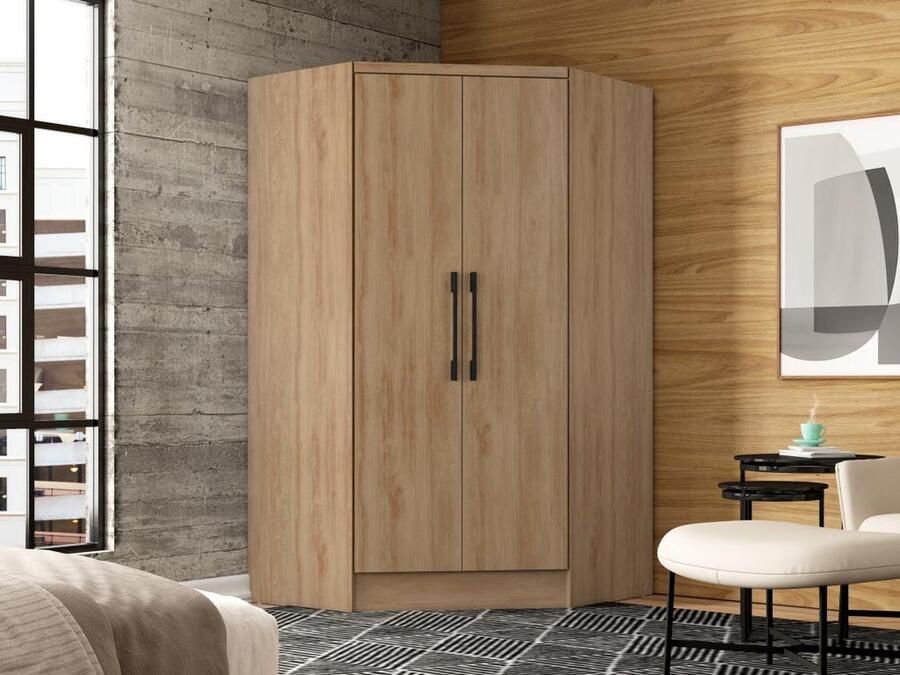 Vente-unique Hoekkast met 2 deuren L101 cm houtlook AURALI L 101.5 cm x H 182 cm x D 101.5 cm