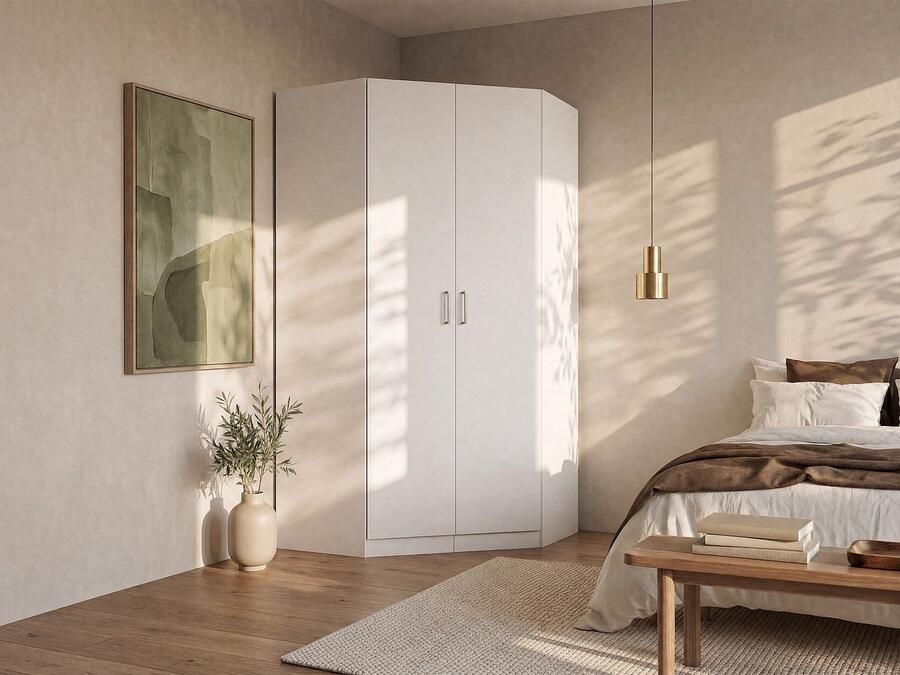 Vente-unique Hoekkast met 2 deuren L117 cm Wit BELOMY L 117.5 cm x H 197.5 cm x D 117.5 cm - Foto 3