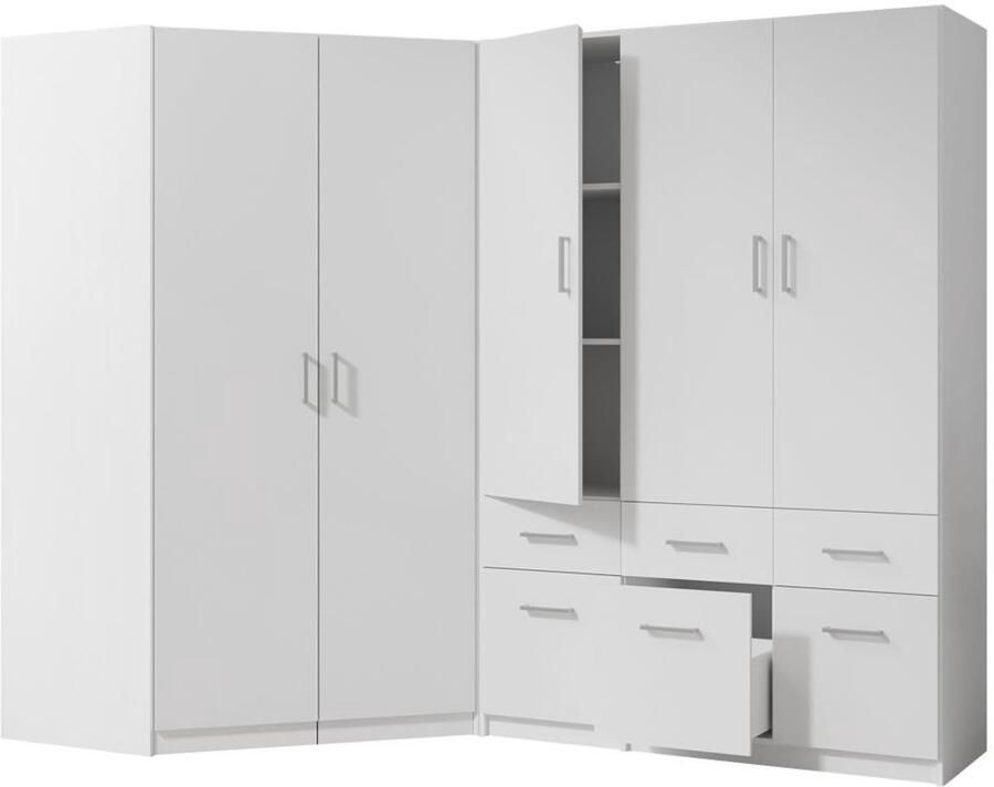 Vente-unique Hoekkast met 5 deuren en 6 lades L254 cm Wit BELOMY L 253.5 cm x H 197.5 cm x D 117.5 cm - Foto 2