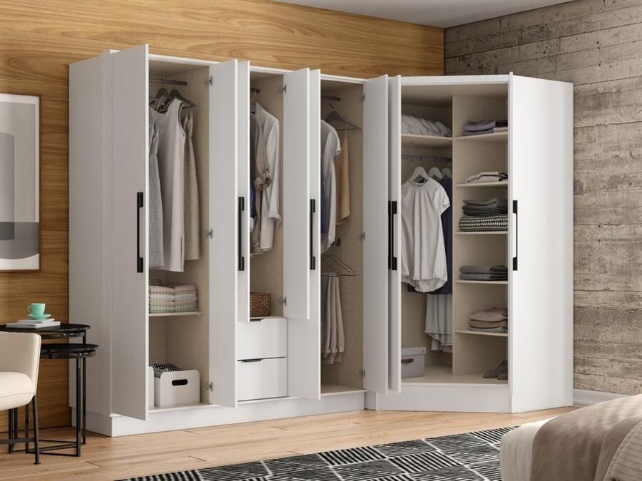 Vente-unique Hoekkast met 8 deuren en 2 lades L263 cm Wit FEOVA L 263.5 cm x H 182 cm x D 101.5 cm - Foto 2