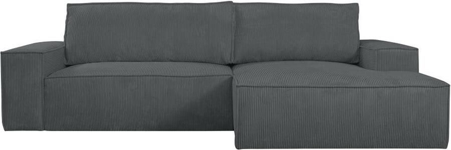 Vente-unique Hoekslaapbank AMELIA van PASCAL MORABITO Ribfluweel Antracietgrijs Hoek rechts L 267 cm x H 85 cm x D 167 cm - Foto 6