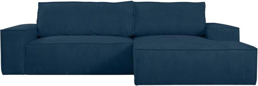 Vente-unique Hoekslaapbank AMELIA van PASCAL MORABITO Ribfluweel Blauw Hoek rechts L 267 cm x H 85 cm x D 167 cm - Foto 5