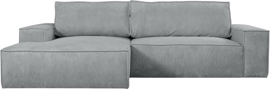 Vente-unique Hoekslaapbank AMELIA van PASCAL MORABITO Ribfluweel Lichtgrijs Hoek links L 267 cm x H 85 cm x D 167 cm - Foto 5