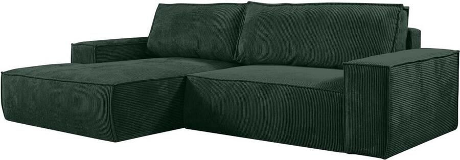 Vente-unique Hoekslaapbank AMELIA van PASCAL MORABITO Ribfluweel Spargroen Hoek links L 267 cm x H 85 cm x D 167 cm - Foto 4